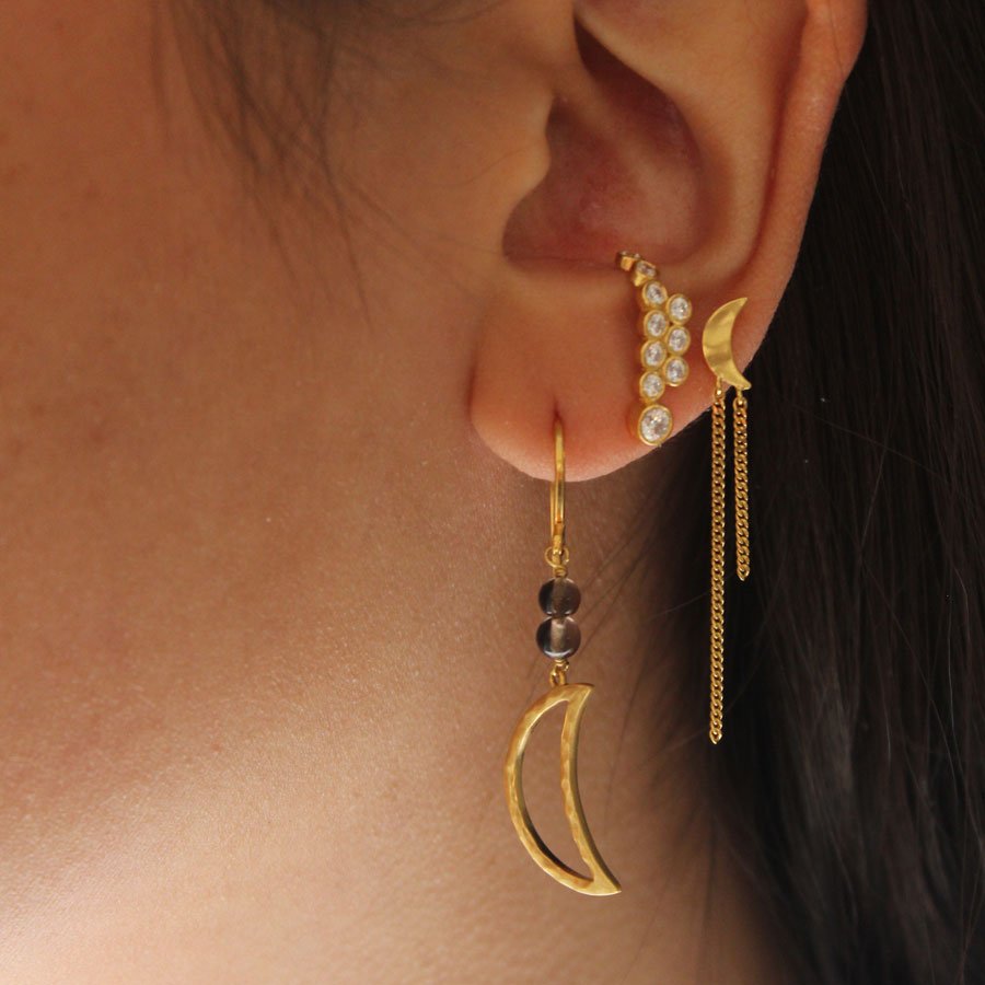 Petit Bella Moon Earring with Two Chains - Billede 2
