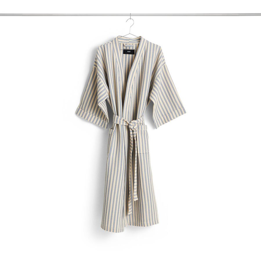 Waffle Bathrobe Stripe dusty blue