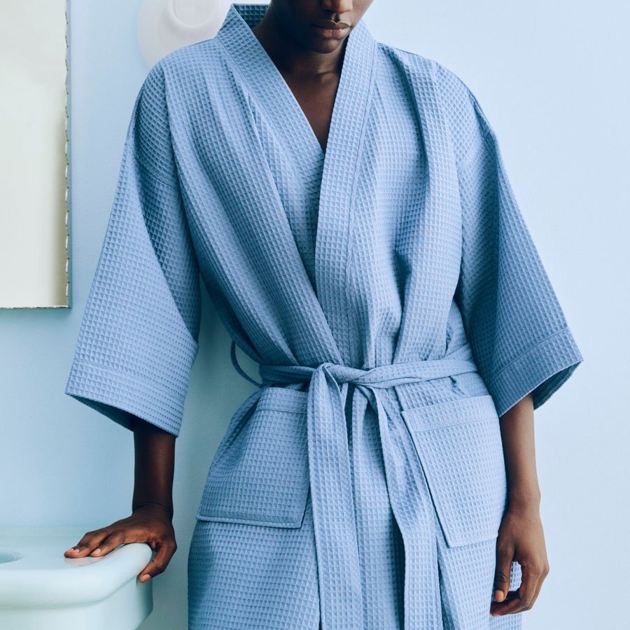 Waffle Bathrobe Dusty blue - Billede 2