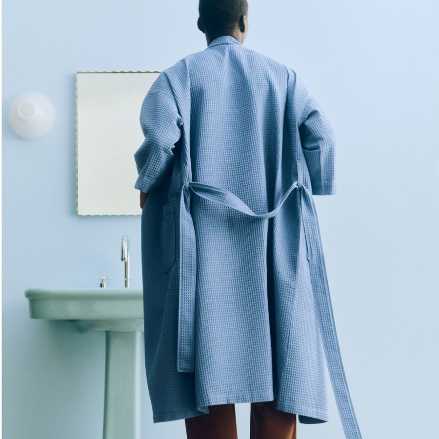 Waffle Bathrobe Dusty blue - Billede 3