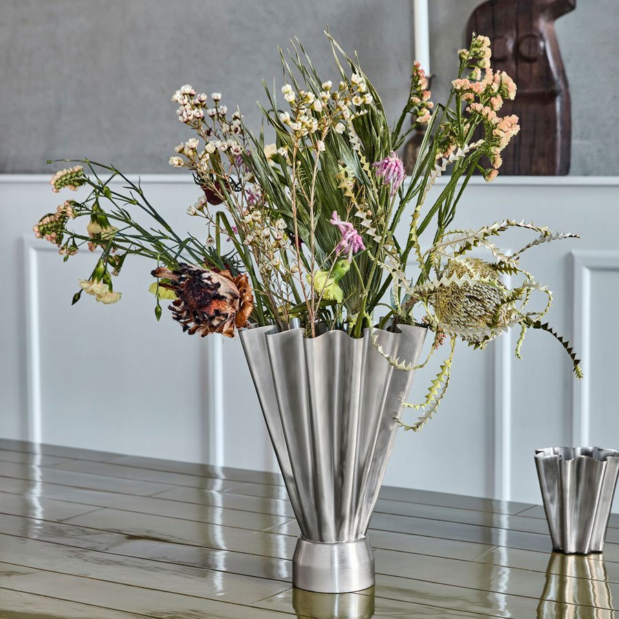 Flood Vase Brushed silver finish
