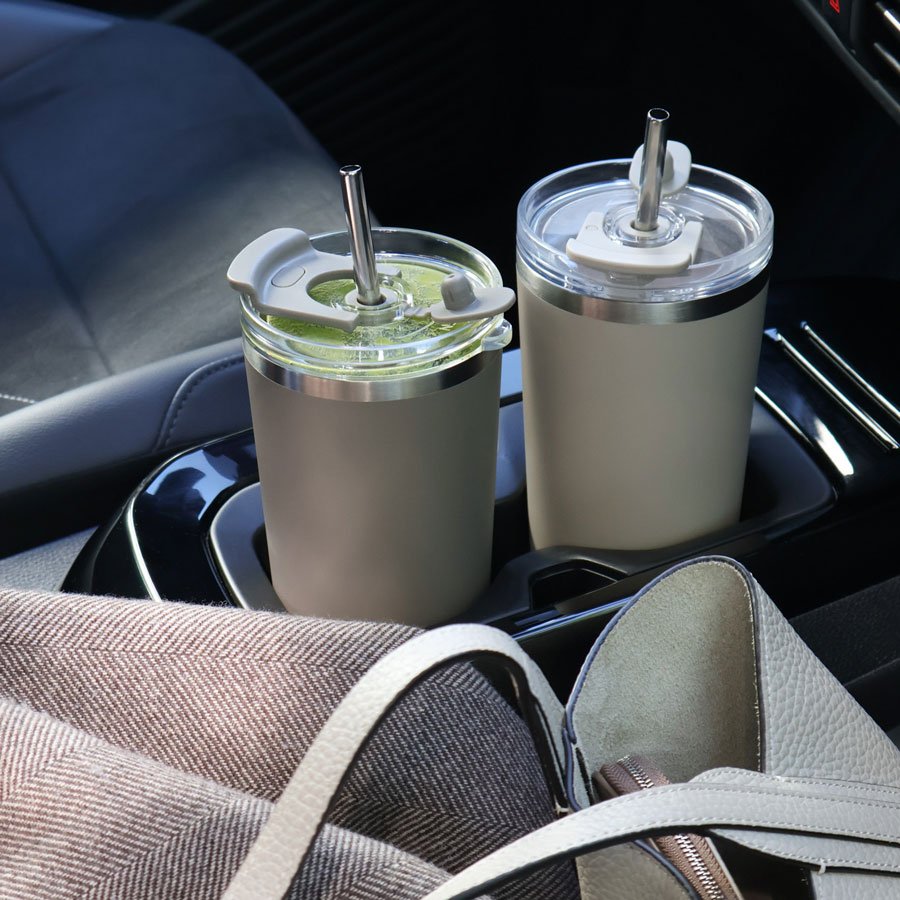 Thermo Cup w. Straw 600 ml Cream Beige - Billede 4