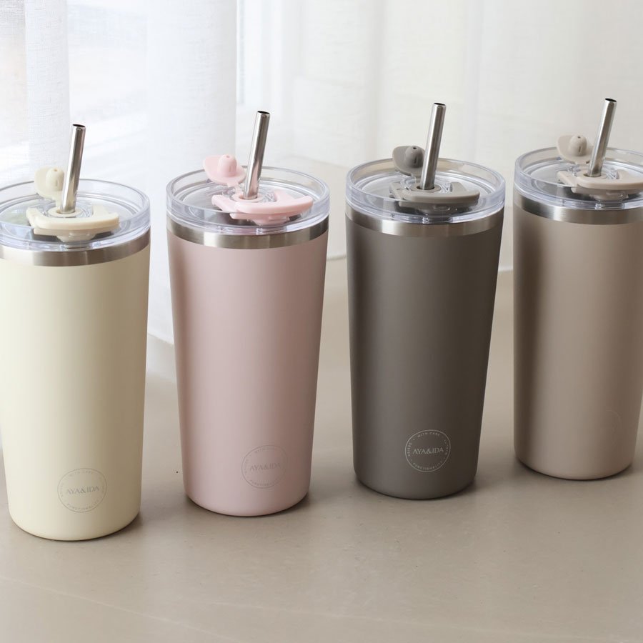 Thermo Cup w. Straw 600 ml Soft Rose - Billede 2